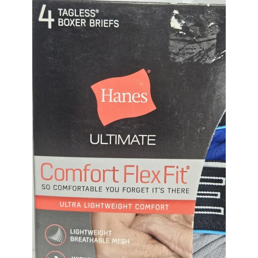 Hanes 4-Pack Boxers S 28-30 Ultimate Men' Comfort Flex Fit Ultra Soft Black/Grey
